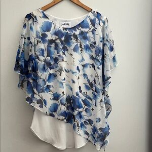 Joseph Ribkoff Blue Floral Women's Blouse, size 14